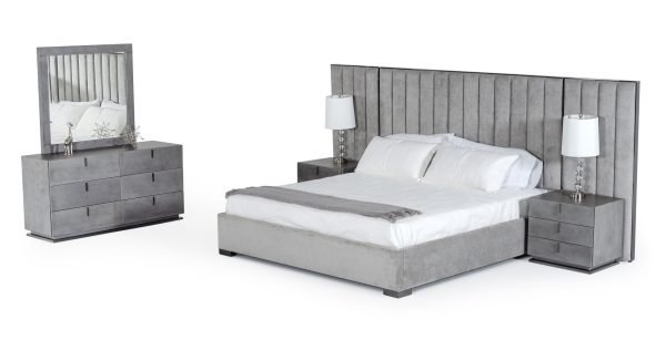 Modrest Buckley - Grey & Black Stainless Steel Bedroom Set - Image 4