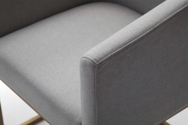 Modrest Yukon - Modern Medium Grey Fabric & Antique Brass Dining Chair - Image 3