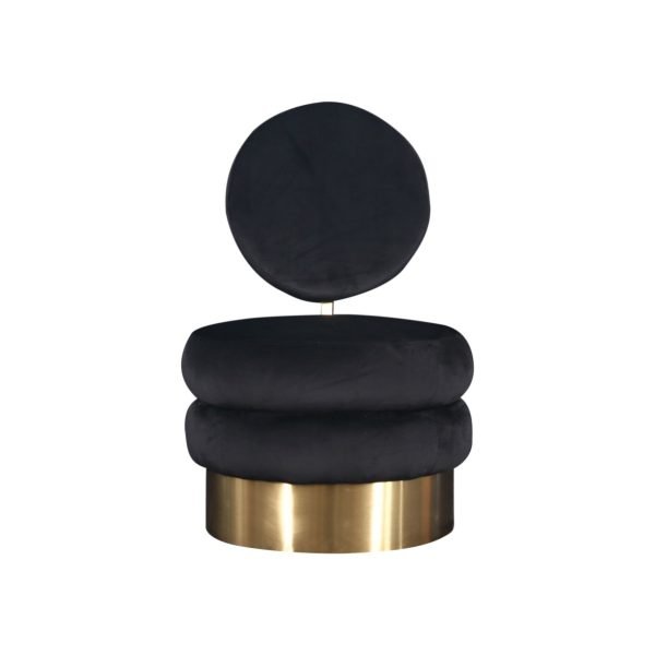 Modrest Fleming - Modern Black Velvet & Gold Accent Chair - Image 2