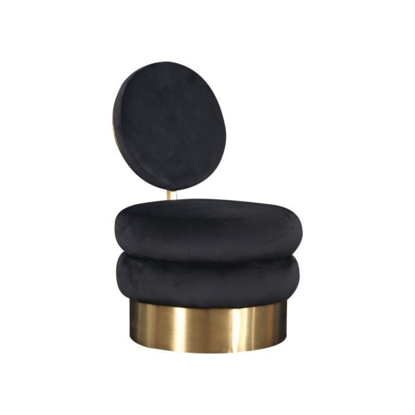 Modrest Fleming - Modern Black Velvet & Gold Accent Chair - Image 3