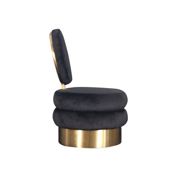 Modrest Fleming - Modern Black Velvet & Gold Accent Chair - Image 4