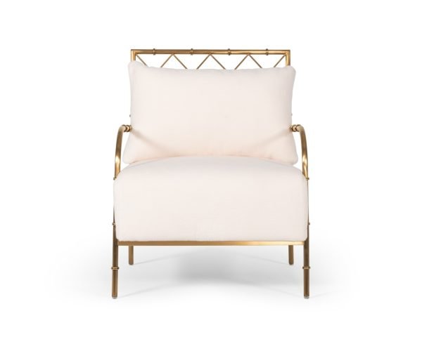 Divani Casa Ignacio - Glam White Velvet & Gold Accent Chair - Image 5