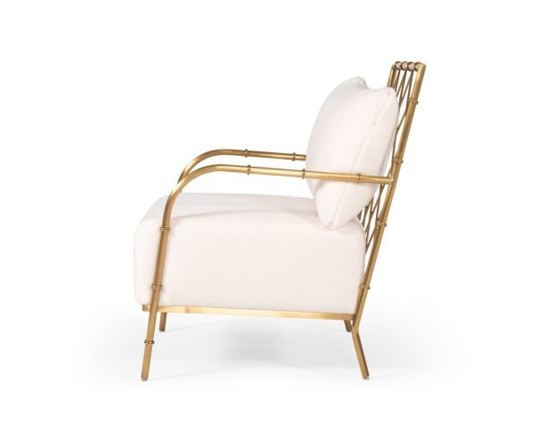 Divani Casa Ignacio - Glam White Velvet & Gold Accent Chair - Image 2