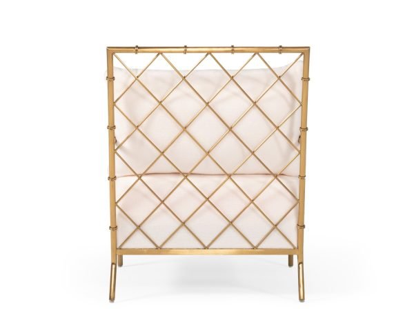 Divani Casa Ignacio - Glam White Velvet & Gold Accent Chair - Image 3