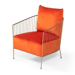 Modrest Loveland - Glam Orange Velvet Accent Chair