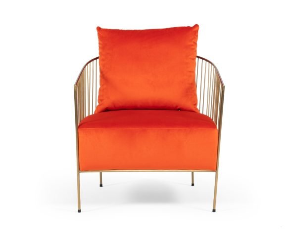 Modrest Loveland - Glam Orange Velvet Accent Chair - Image 2