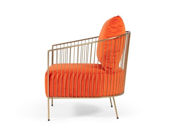 Modrest Loveland - Glam Orange Velvet Accent Chair - Image 3