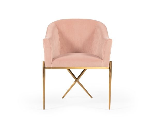Modrest Mancos - Modern Pink Velvet Accent Chair - Image 2