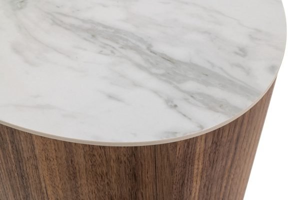 Modrest Chelton - Contemporary White Ceramic & Walnut Oval Nightstand - Image 4