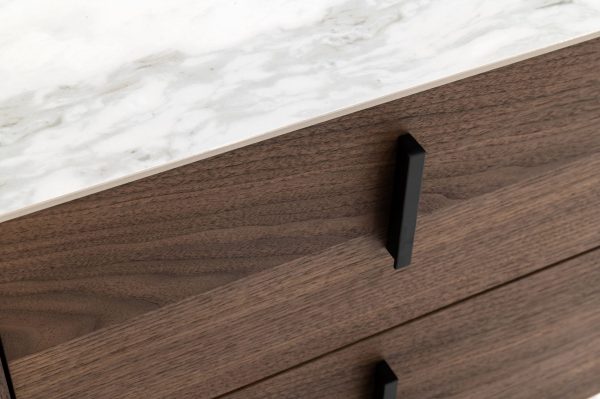 Modrest Chelton - Contemporary White Ceramic & Walnut Dresser - Image 4