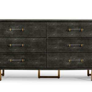 Modrest Howard - Modern Shagreen Grey Leatherette & Gold Dresser