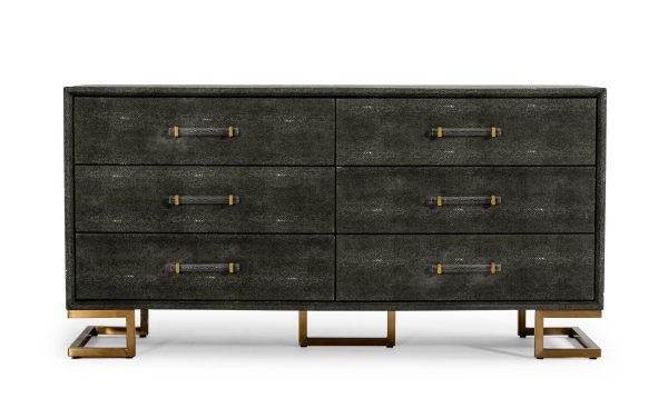 Modrest Howard - Modern Shagreen Grey Leatherette & Gold Dresser