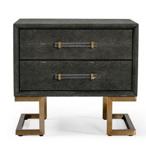 Modrest Howard - Modern Shagreen Grey Leatherette & Gold Nightstand