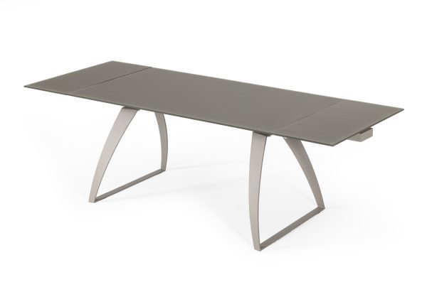 Modrest Pittson - Modern Extendable Grey Glass Dining Table - Image 5