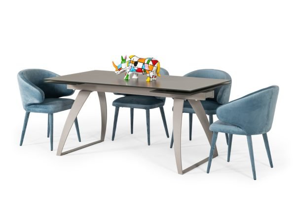 Modrest Pittson - Modern Extendable Grey Glass Dining Table - Image 2