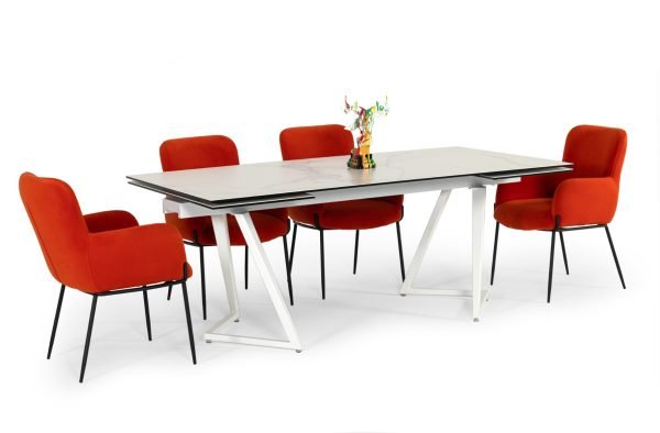 Modrest Farrell - Modern White Ceramic Extendable Dining Table - Image 2