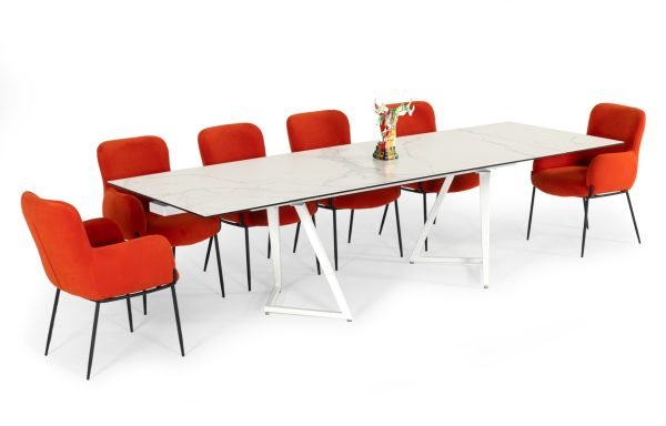 Modrest Farrell - Modern White Ceramic Extendable Dining Table - Image 3