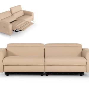 Coronelli Collezioni Turin - Cappuccino Leather 2-Seater 91" Recliner Sofa