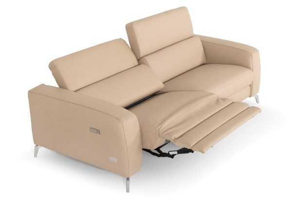 Coronelli Collezioni Turin - Cappuccino Leather 2-Seater 91" Recliner Sofa - Image 2