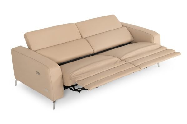 Coronelli Collezioni Turin - Cappuccino Leather 2-Seater 91" Recliner Sofa - Image 3