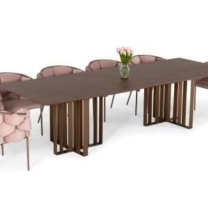 Modrest Livia - Modern Wenge & Gold Stainless Steel Dining Table