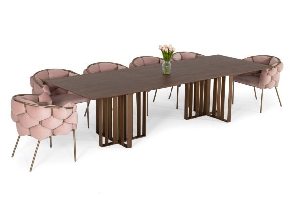 Modrest Livia - Modern Wenge & Gold Stainless Steel Dining Table