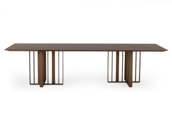 Modrest Livia - Modern Wenge & Gold Stainless Steel Dining Table - Image 2