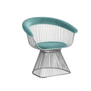 Modrest Lauren - Teal Velvet and Brushed Silver Dining Chair