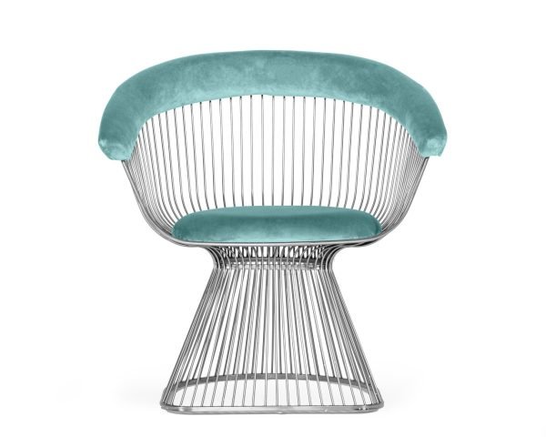 Modrest Lauren - Teal Velvet and Brushed Silver Dining Chair - Image 2
