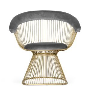 Modrest Lauren - Grey Velvet and Brushed Gold Dining Chair