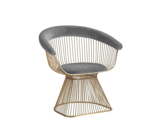 Modrest Lauren - Grey Velvet and Brushed Gold Dining Chair - Image 2