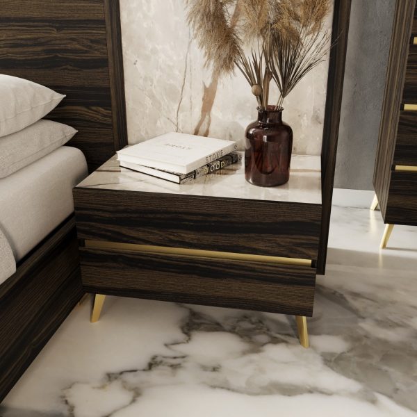 Nova Domus Velondra - Modern Eucalypto + Marble Bed with Two Nightstands - Image 4