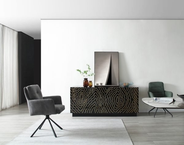 Modrest Jonah- Modern Black and Gold Buffet - Image 2