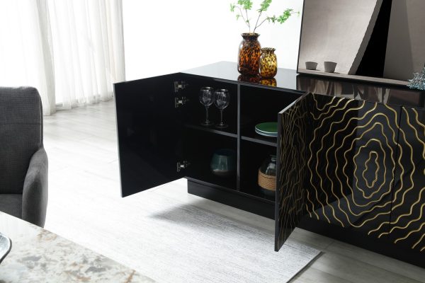 Modrest Jonah- Modern Black and Gold Buffet - Image 3