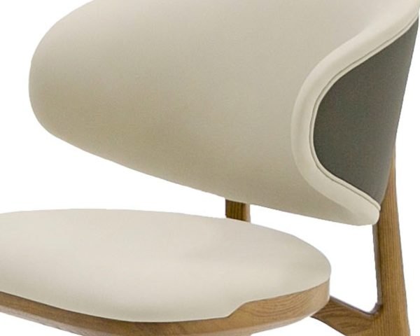 Modrest Chance - Contemporary Cream Fabric and Brown Leatherette Walnut Dining Chair - Image 5