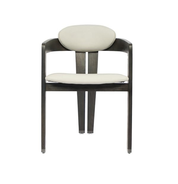 Modrest Thorne Light Grey and Dark Grey Arm Dining Chair - Image 3