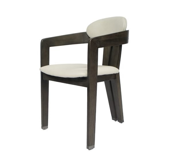Modrest Thorne Light Grey and Dark Grey Arm Dining Chair - Image 4