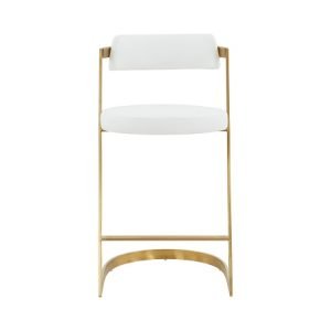 Modrest Shandra - White Leatherette & Gold Counter Stool