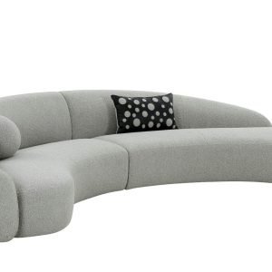Divani Casa Allis - Glam Grey and Black Fabric Curved Sectional Sofa