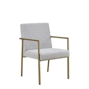Modrest Burnham - Modern White & Brass Arm Dining Chair