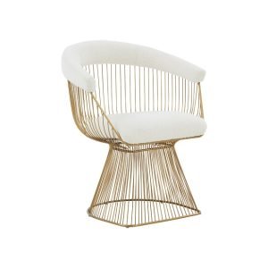 Modrest Chandler - Modern  White Sherpa and Matte Gold Dining Chair