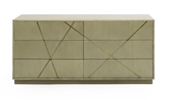 Modrest Nixa - Modern Wide Birch + Brushed Bronze Dresser