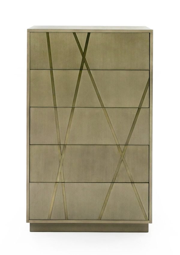 Modrest Nixa - Modern Wide Birch + Brushed Bronze Chest