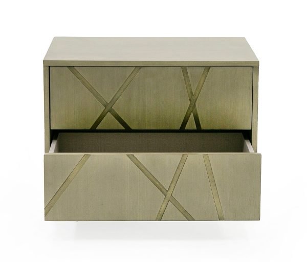 Modrest Nixa - Modern Wide Birch + Brushed Bronze Nightstand - Image 3