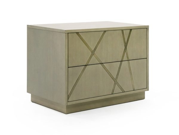 Modrest Nixa - Modern Wide Birch + Brushed Bronze Nightstand - Image 4