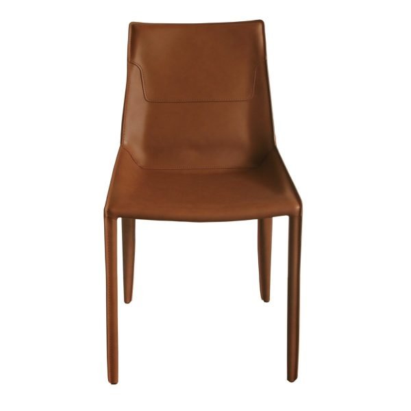 Modrest Halo - Modern Cognac Saddle Leather Dining Chair Set of Two - Image 2