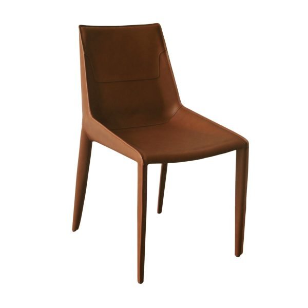 Modrest Halo - Modern Cognac Saddle Leather Dining Chair Set of Two - Image 3