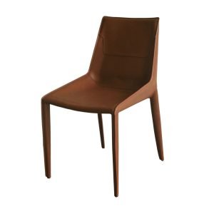 Modrest Halo - Modern Cognac Saddle Leather Dining Chair Set of Two
