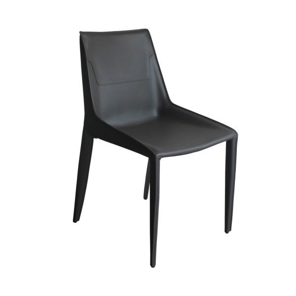 Modrest Halo - Modern Grey Saddle Leather Dining Chair Set of Two - Image 3