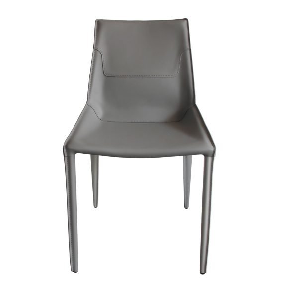 Modrest Halo - Modern Light Grey Saddle Leather Dining Chair Set of Two - Image 2